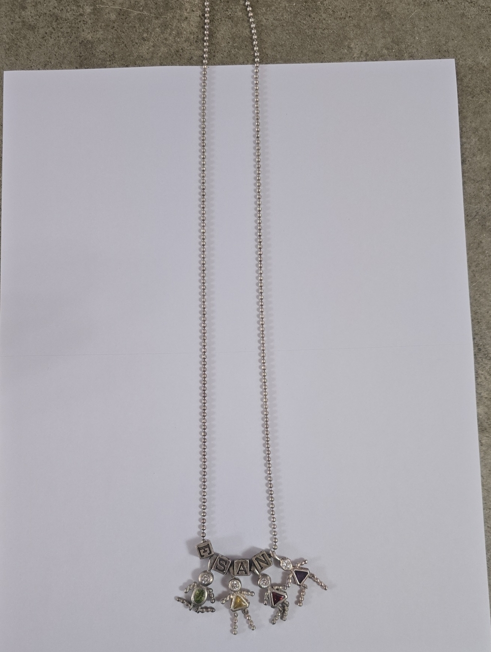 925 Sterling Silver Charms Necklace with Gemstones